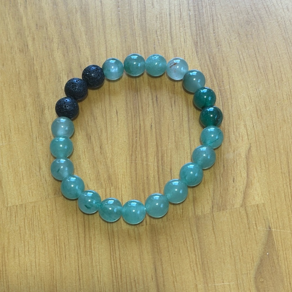 Adventurine and lava, 6.5” stretch bracelet. Clearing out my inventory.